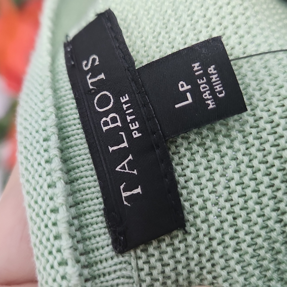NWT Talbots Petite Mint Green Button-Sleeve Sweater - Size Large Petite (PL) - Picture 7 of 10